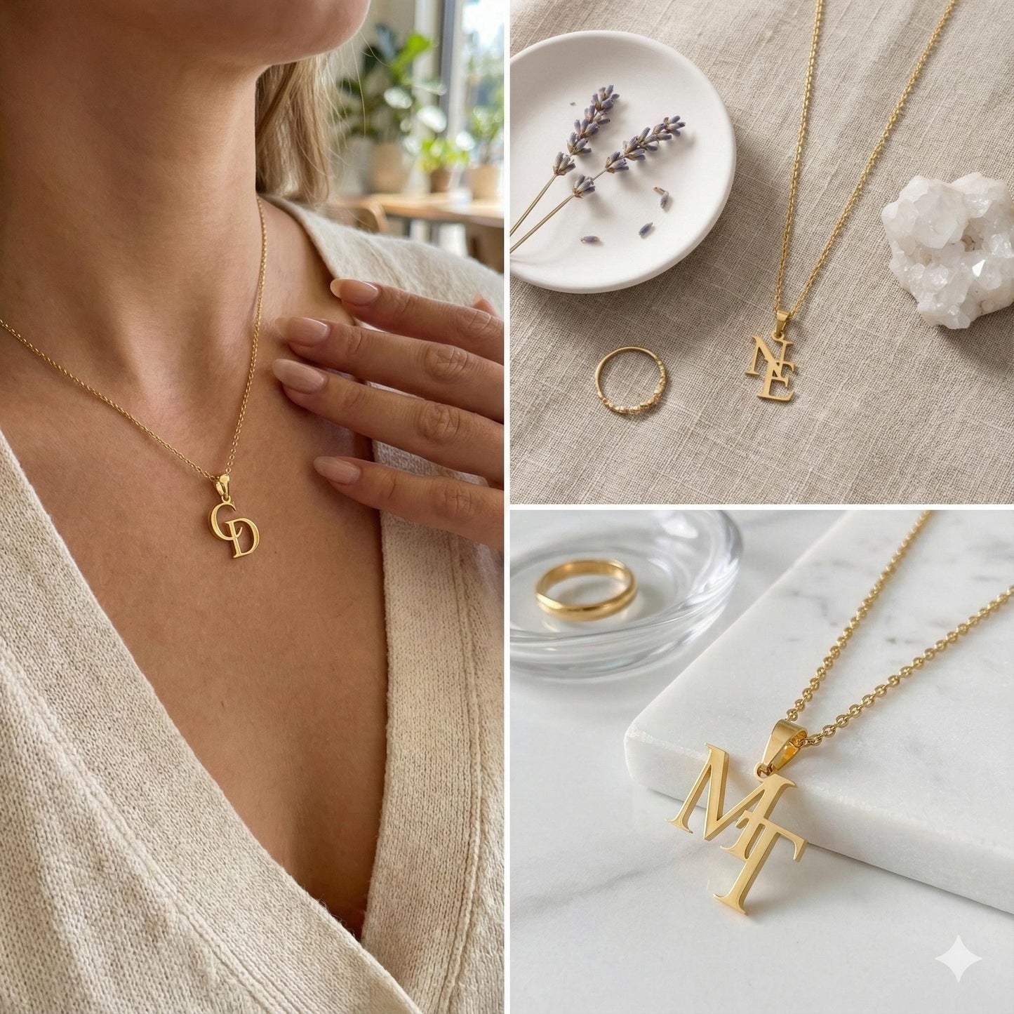 Personalized Two Initials Necklace -  The Gift She'll Never Take Off