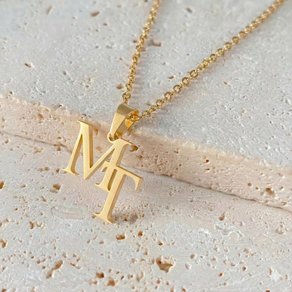 Personalized Two Initials Necklace -  The Gift She'll Never Take Off