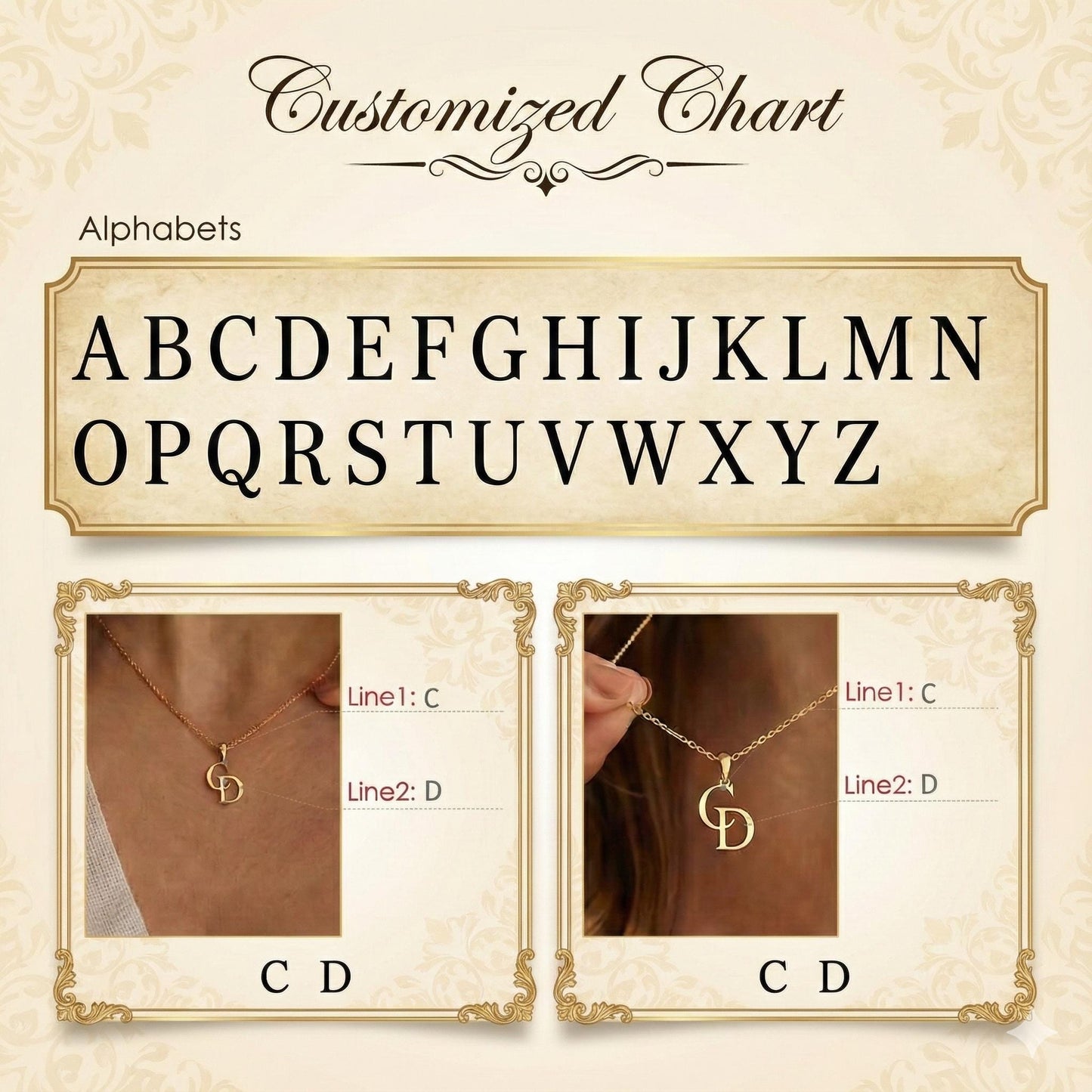 Personalized Two Initials Necklace -  The Gift She'll Never Take Off