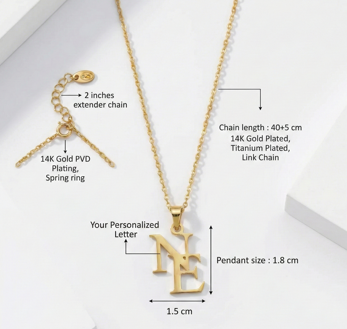 Personalized Two Initials Necklace -  The Gift She'll Never Take Off
