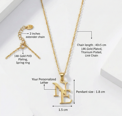 Personalized Two Initials Necklace -  The Gift She'll Never Take Off